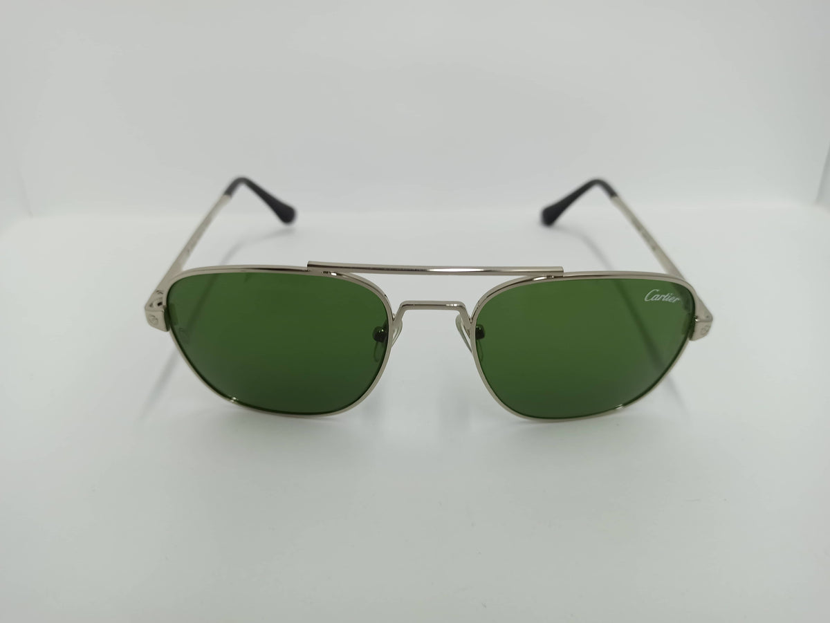 Cartier – SG206 – Pilot – Silver/Green – Metal Body - Glass Lens – Sunglass - CHECKOUT