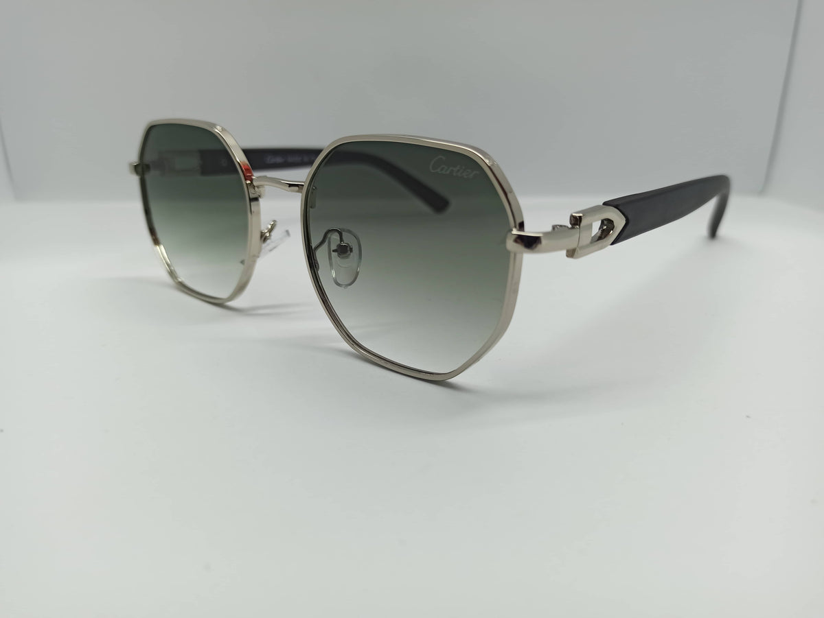 Cartier - SG239 - Grey/Green - Metal Frame/Wooden Legs - Polycarbonate Lens - Premium Sunglass - CHECKOUT