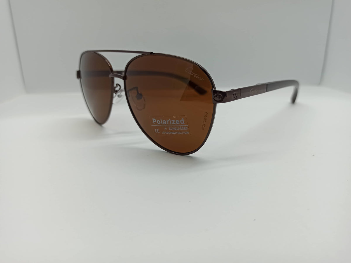 Cartier - SG252 - Wooden Legs - Polarized - Brown - Metal Frame - Premium Sunglass - CHECKOUT