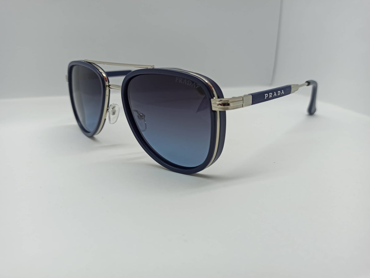 Prada - SG280 - Grey/Black - Metal - Polycarbonate Lens - Blue Lens - Premium Sunglass - CHECKOUT