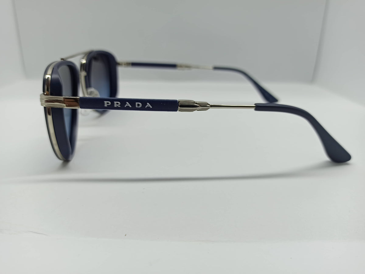 Prada - SG280 - Grey/Black - Metal - Polycarbonate Lens - Blue Lens - Premium Sunglass - CHECKOUT