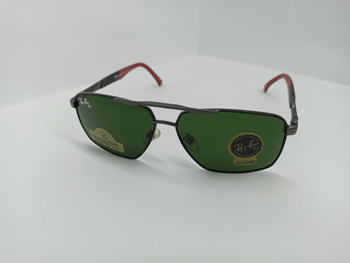Ray Ban - Rectangular - SG310 - Black/Red - Glass Lens - Sunglass - CHECKOUT