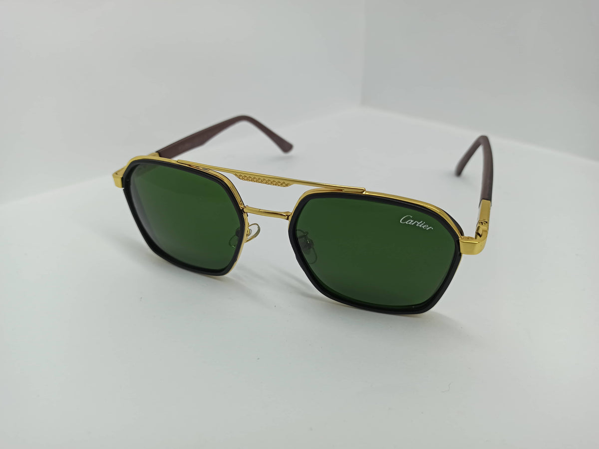 Cartier - SG327 - Golden/Black - Glass Lens - Premium Sunglass - CHECKOUT