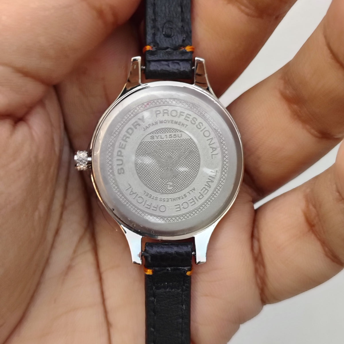 Super Dry - SYL155U - Silver/White/Blue and Black - Leather Strap - Original - Women's Watch