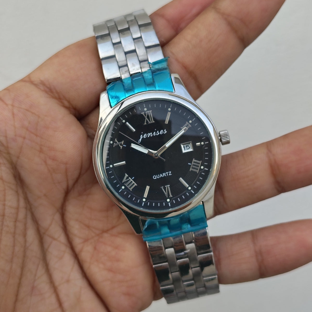 Jenises - Date Function - Silver/Black - 39mm - Quartz - Men's Watch