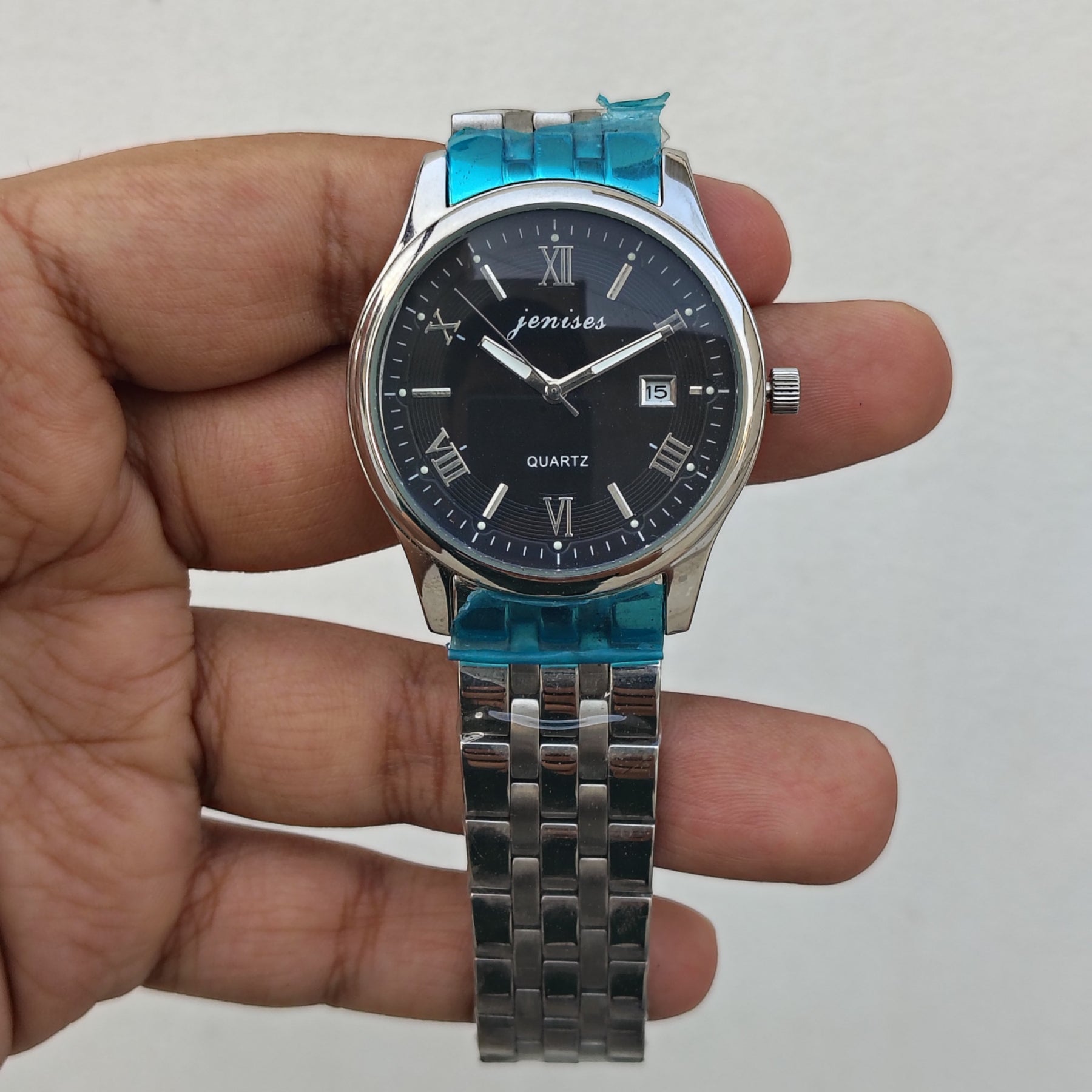 Jenises - Date Function - Silver/Black - 39mm - Quartz - Men's Watch
