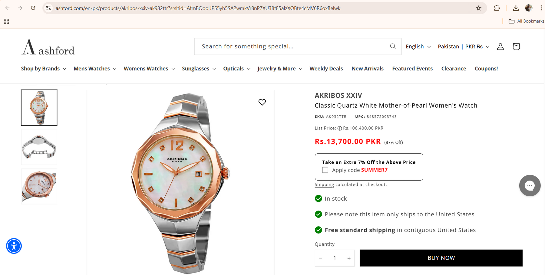 AKRIBOS - Original - AK932TTR - Date Function - 32mm - Women's Watch