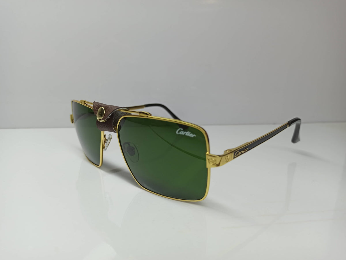 Cartier - SG23 - SQR - Golden - Metal - Glass Lens - Premium Sunglass - CHECKOUT