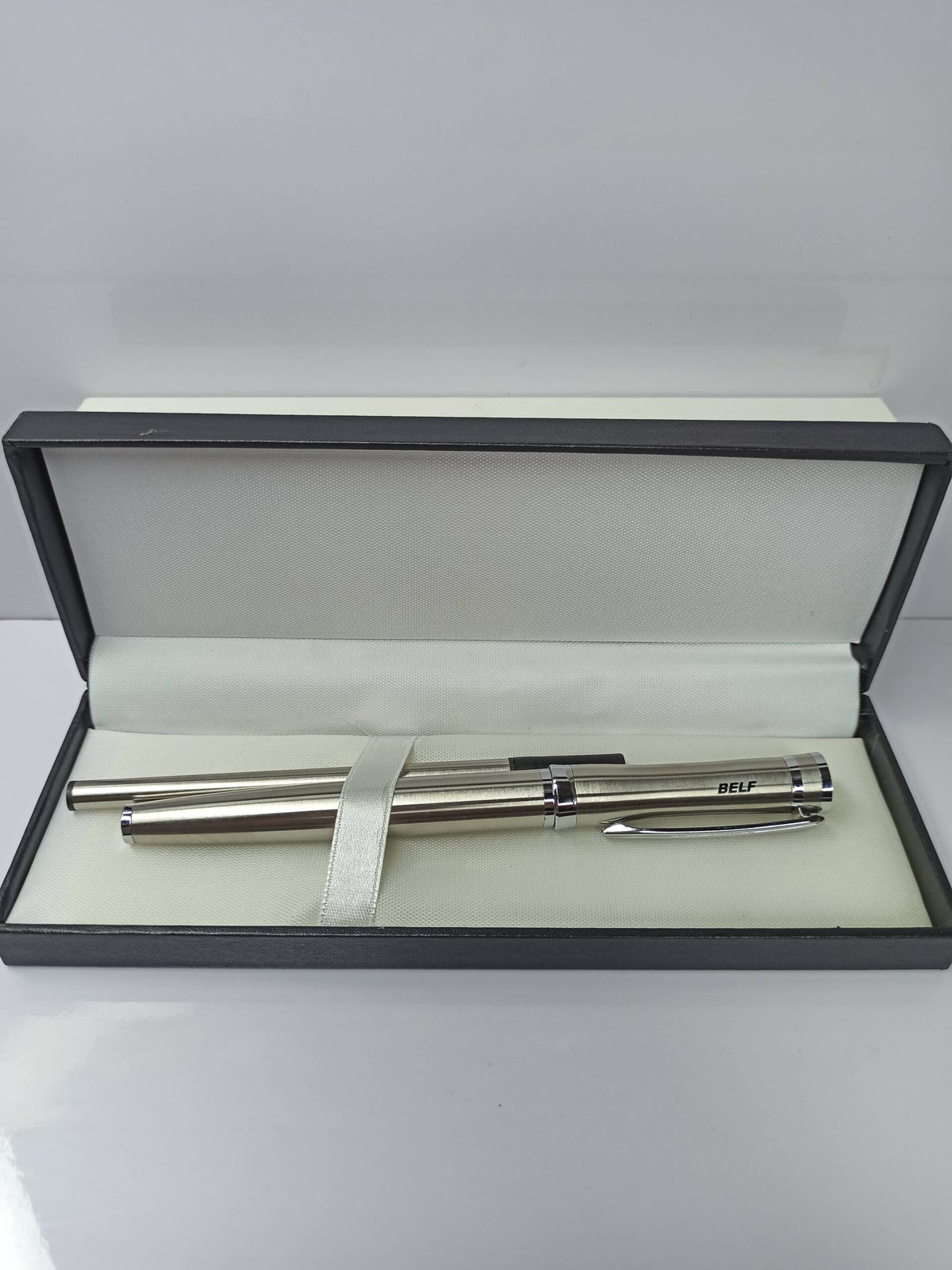 Belf - Luxury Pen - Brand Box - Black Ink - Metal Body - Silver Color - CHECKOUT