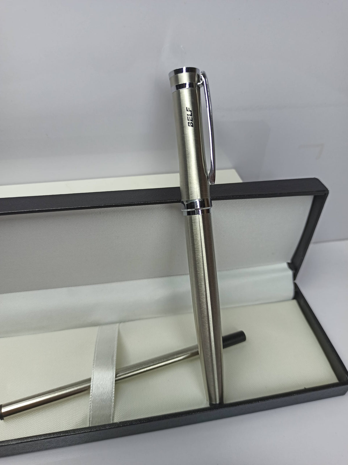 Belf - Luxury Pen - Brand Box - Black Ink - Metal Body - Silver Color - CHECKOUT