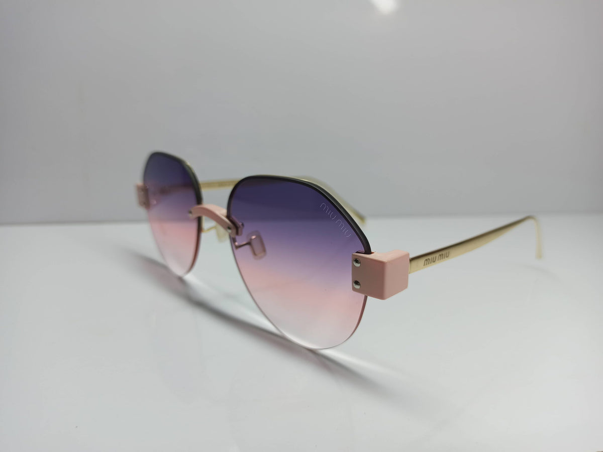 Miu Miu - SG52 - Golden/Pink - Semi Rimless - Metal Legs/Polycarbonate Lens - Premium Sunglass - CHECKOUT