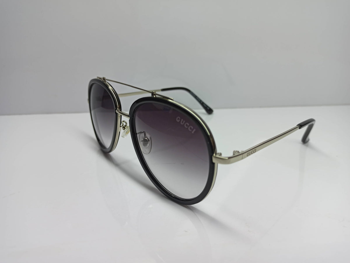 Gucci -SG94 - Aviator - Silver/Black - Purple Poly Carbonate Lens - Sunglass - CHECKOUT