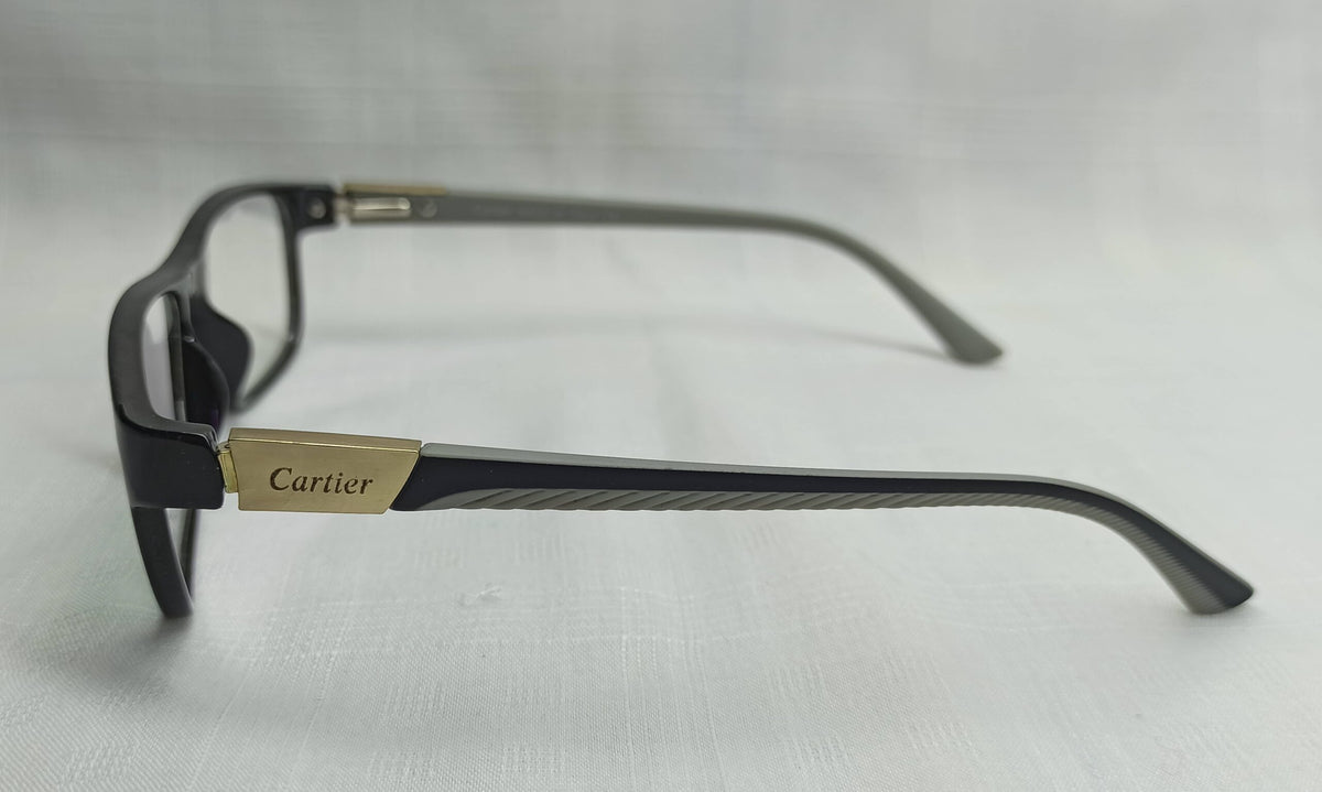Cartier - EF03 - Black - Golden - Rectangular - Men - Eyewear - CHECKOUT