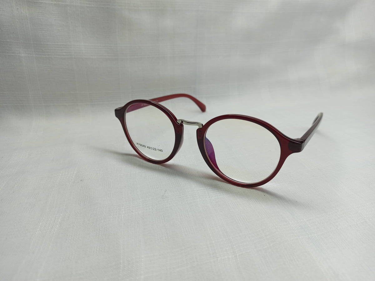 Burgundy - EF43 - Round - Acetate - Women - Eyewear - CHECKOUT