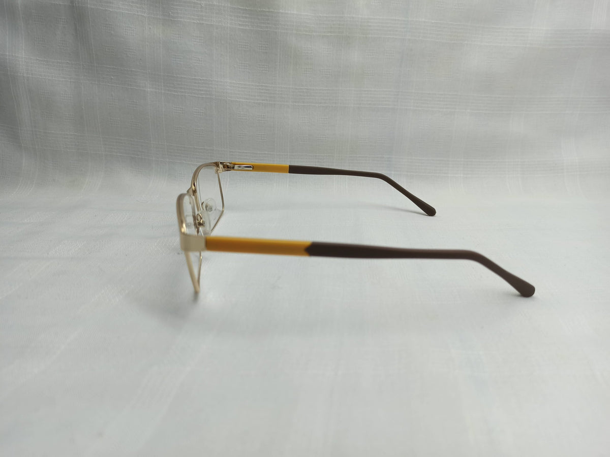 Rectangular Golden - EF55 - Metal - Men - Eyewear - CHECKOUT