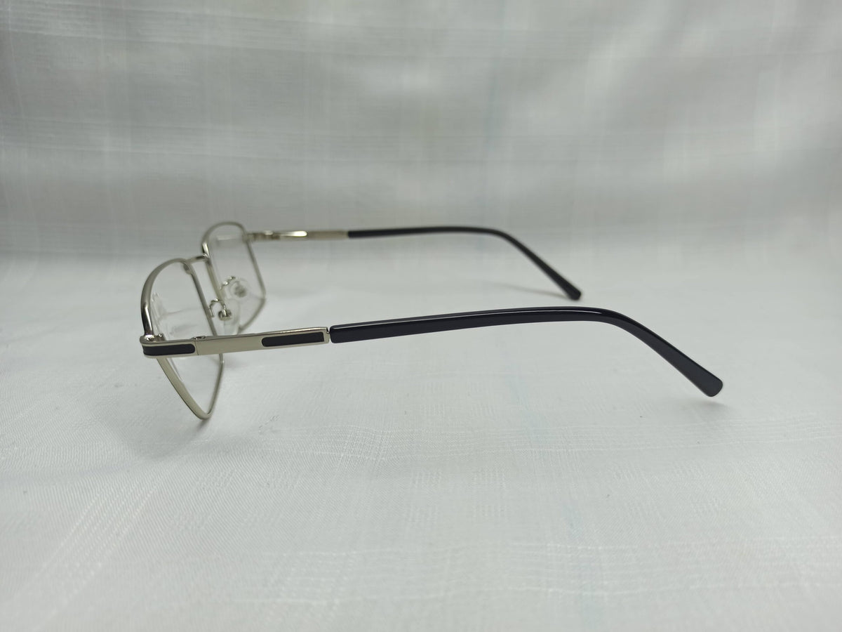 Rectangular Metal - EF101 - Silver/Black - Men - Eyewear - CHECKOUT