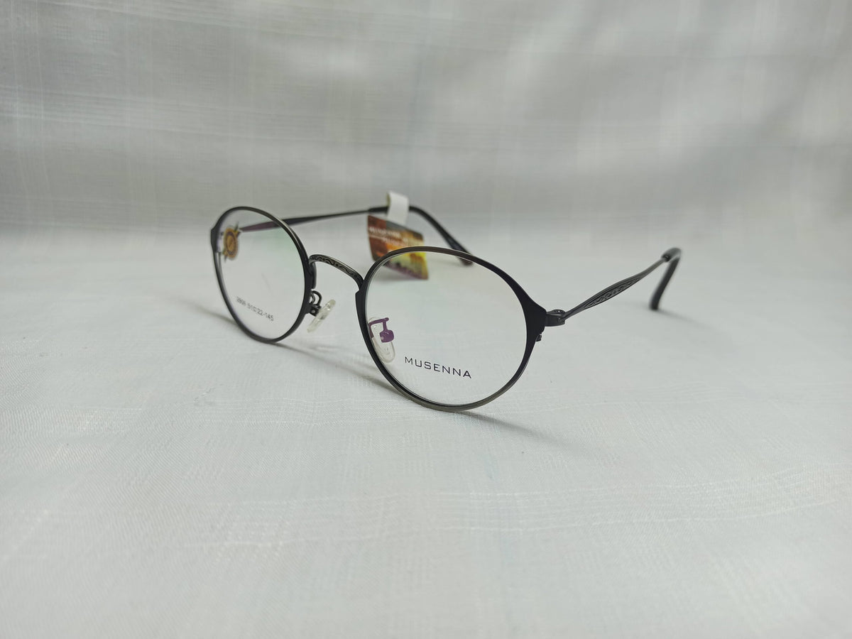 Musenna - EF115 - Grey Engraved - Round - Metal - Women - Eyewear - CHECKOUT