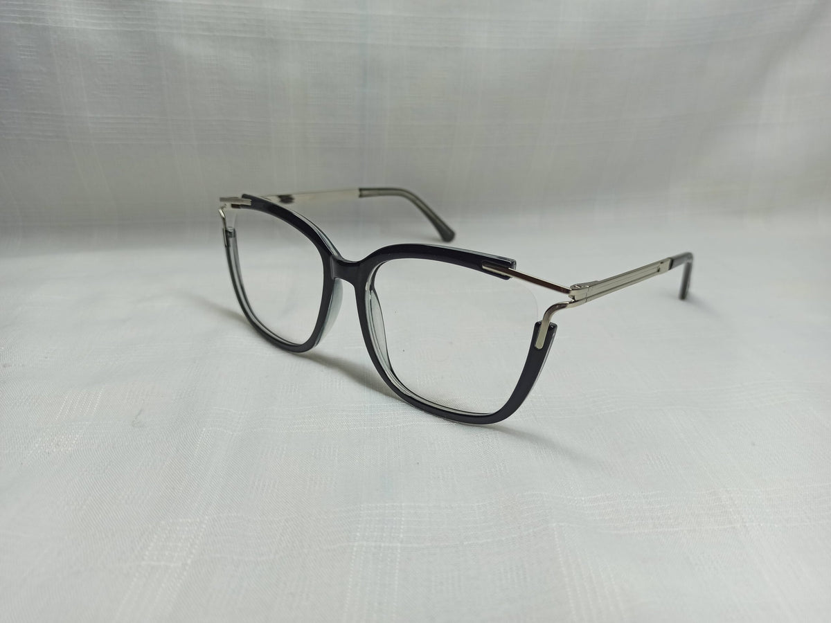Cat Eye Style Metal Frame - EF172 - Unisex - Silver/Black - Eyewear - CHECKOUT