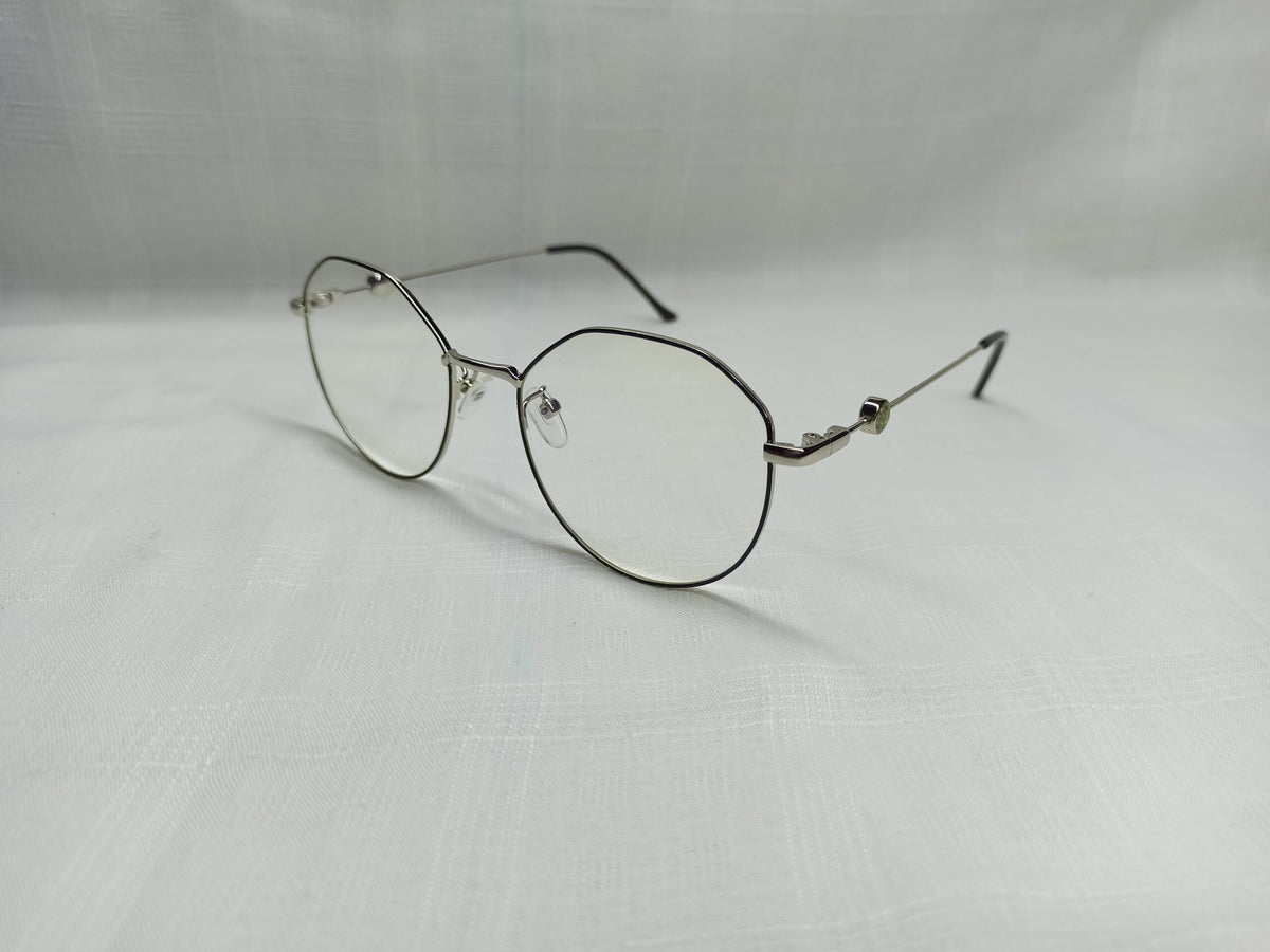 Geometric Silver/Black Nug - EF186 - Metal - Blue Light Glasses - Unisex - Eyewear - CHECKOUT