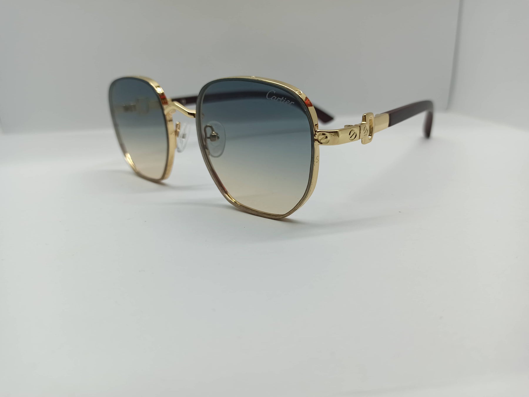 Cartier - SG264 -Golden/Brown - Metal Frame - Polycarbonate Lens - Premium Sunglass - CHECKOUT