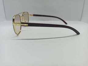 Cartier - SG270 - Golden/Brown - Metal/Wooden Legs - Polycarbonate Lens - Premium Sunglass - CHECKOUT