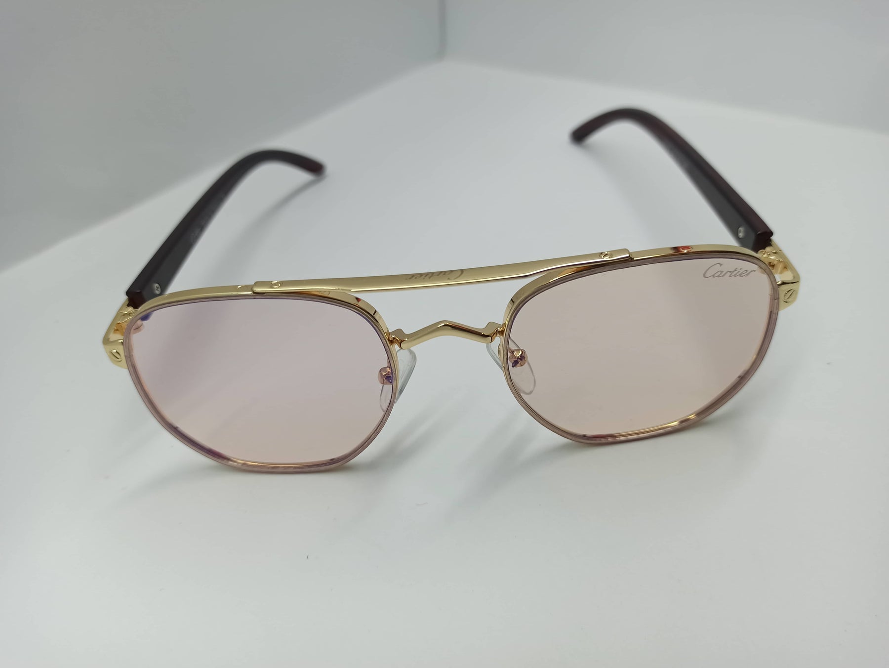 Cartier - SG270 - Golden/Brown - Metal/Wooden Legs - Polycarbonate Lens - Premium Sunglass - CHECKOUT