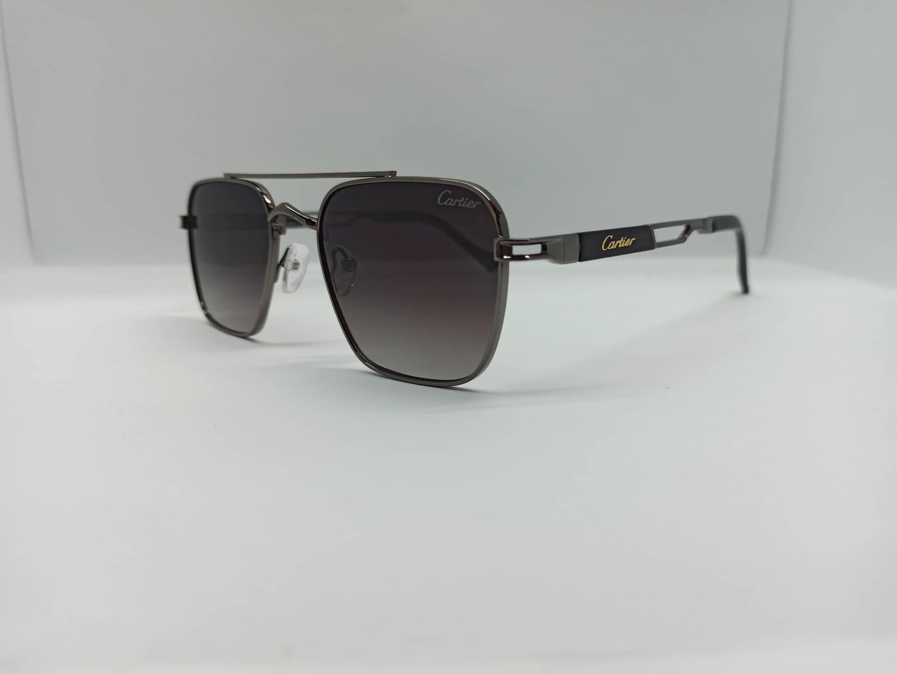 Cartier - SG279 - Grey/Black - Metal - Polycarbonate Lens - Purple Lens - Premium Sunglass - CHECKOUT