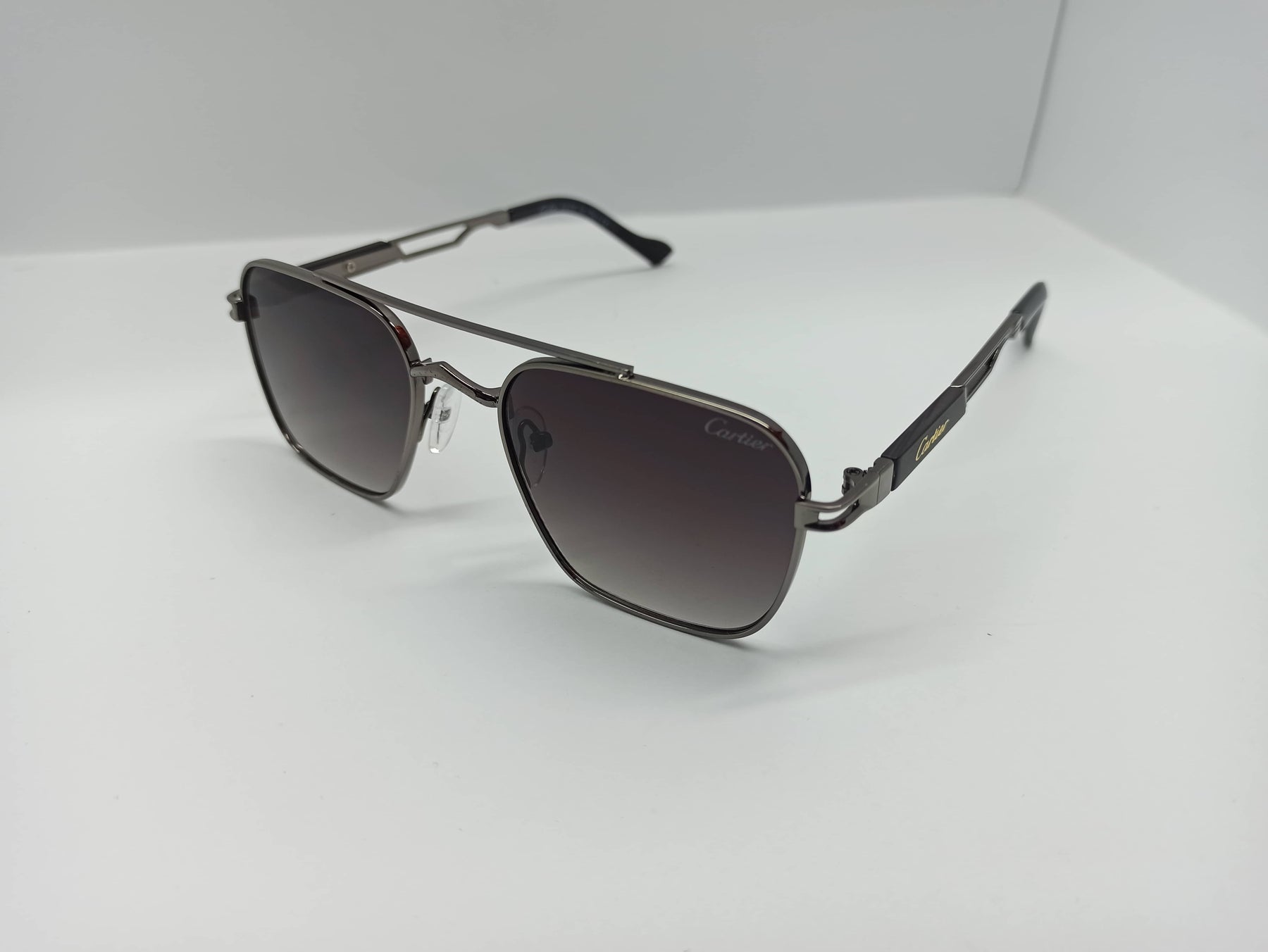 Cartier - SG279 - Grey/Black - Metal - Polycarbonate Lens - Purple Lens - Premium Sunglass - CHECKOUT