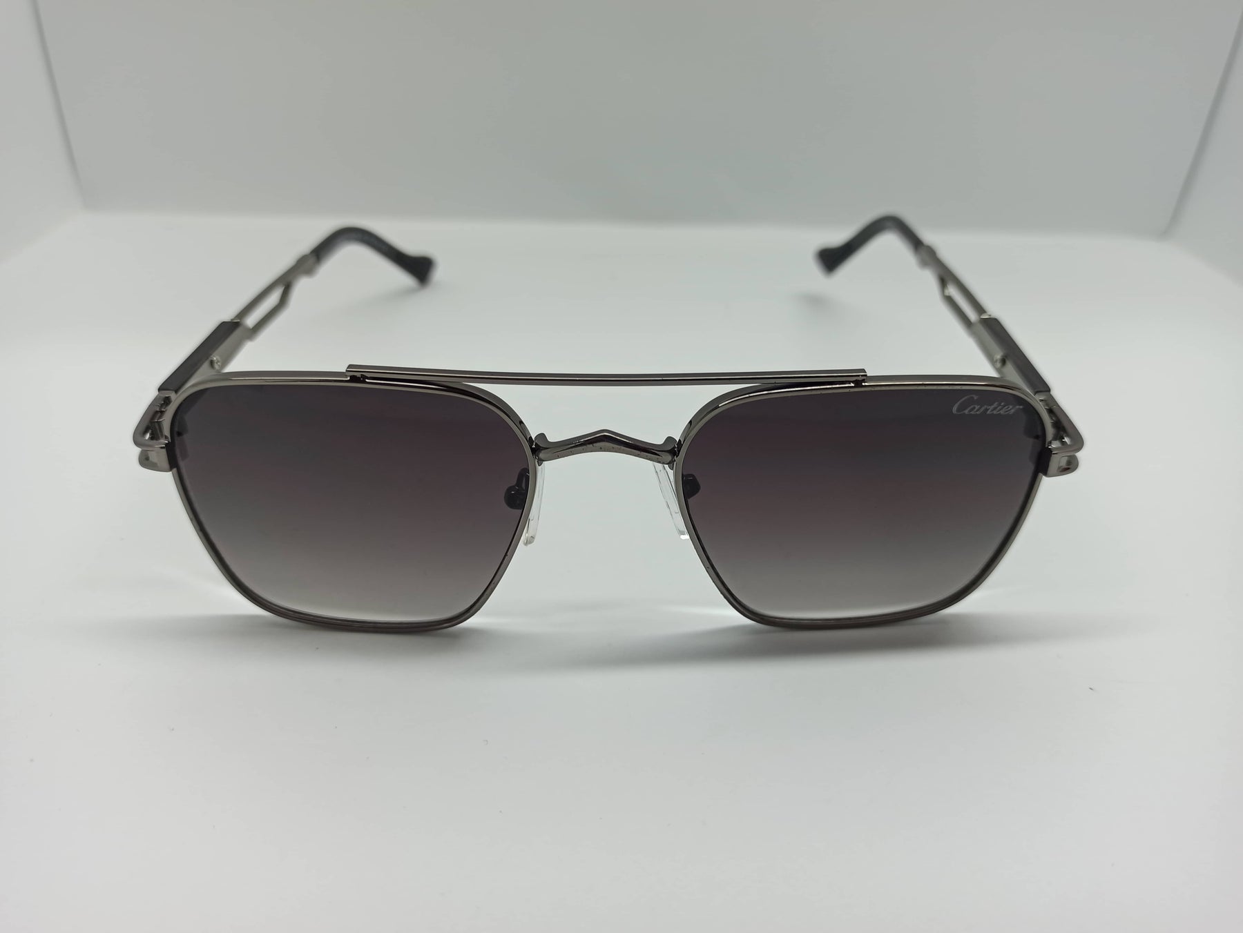Cartier - SG279 - Grey/Black - Metal - Polycarbonate Lens - Purple Lens - Premium Sunglass - CHECKOUT